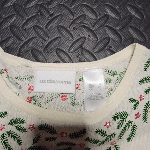 Women's Christmas Sweater by Liz Claiborne, Crewneck, Holly and Star Design, S - Picture 9 of 16